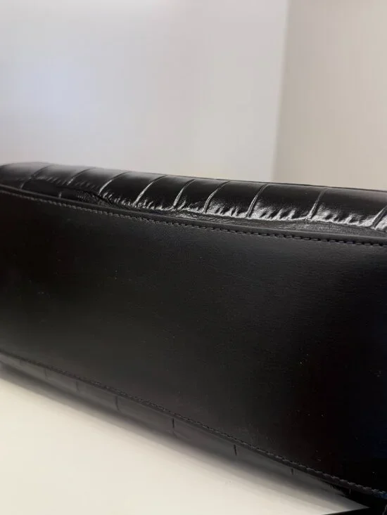 NWT COACH CW017 Mollie 25 Black Silver Croc Embossed Bag tote - Picture 5 of 7